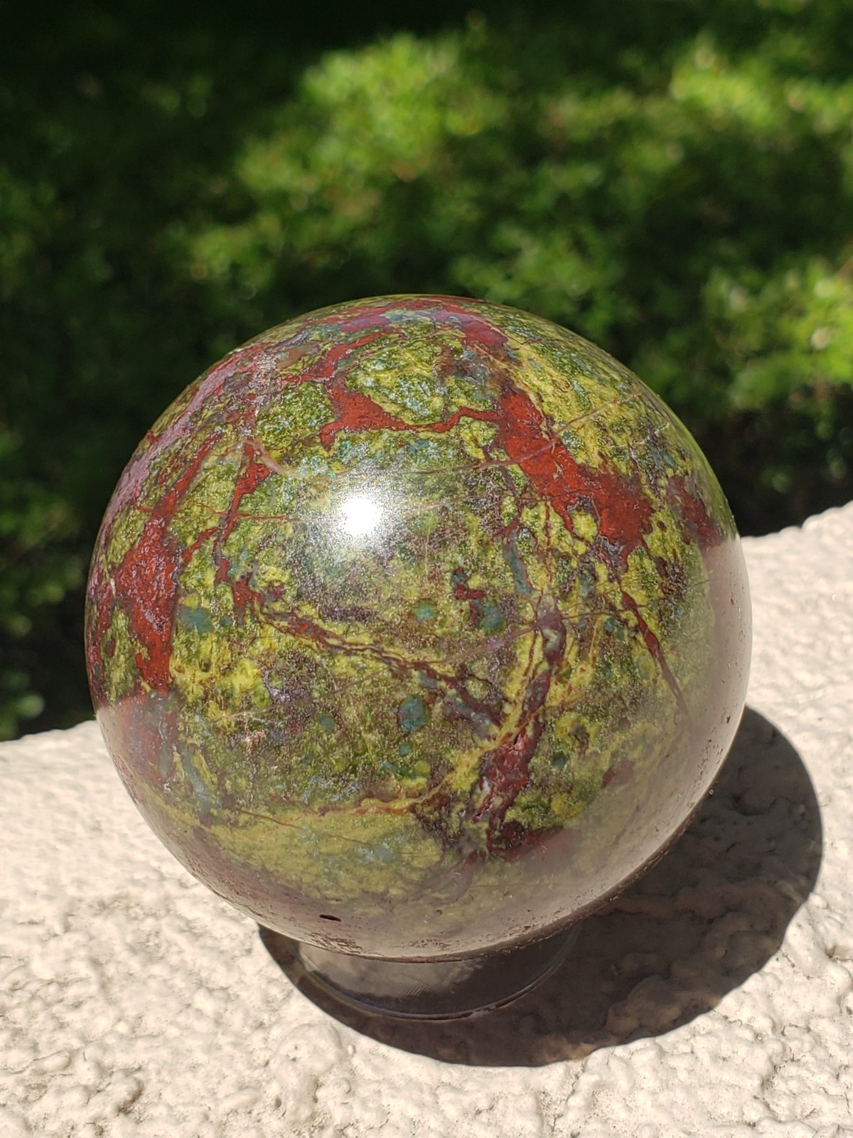 2.41″ Dragon’s Blood Stone Jasper Quartz Mineral Crystal Sphere Ball Orb, 371g