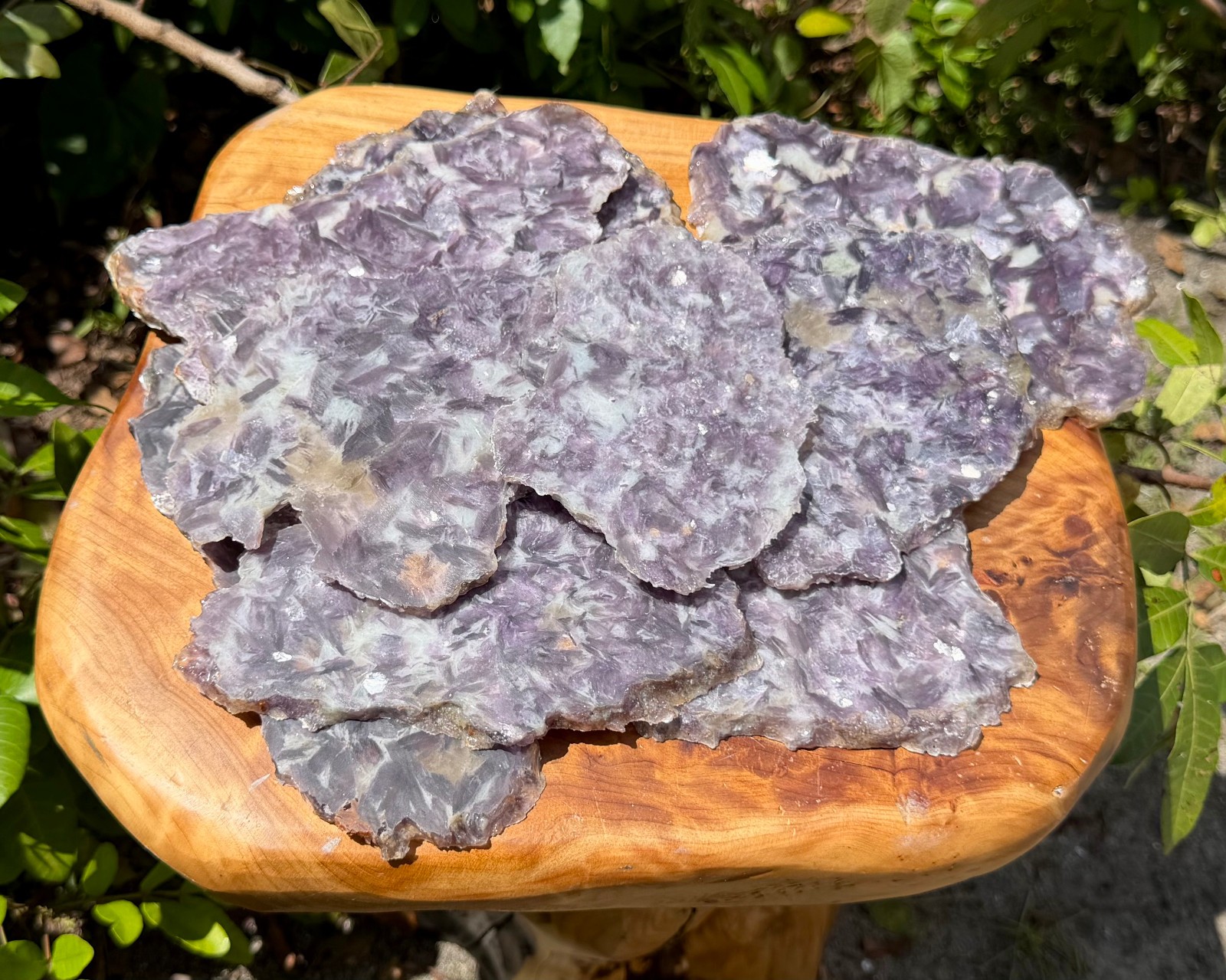 JUMBO Natural Lepidolite Slabs & Stand, AAA Grade Rough Lepidolite Crystal Slice