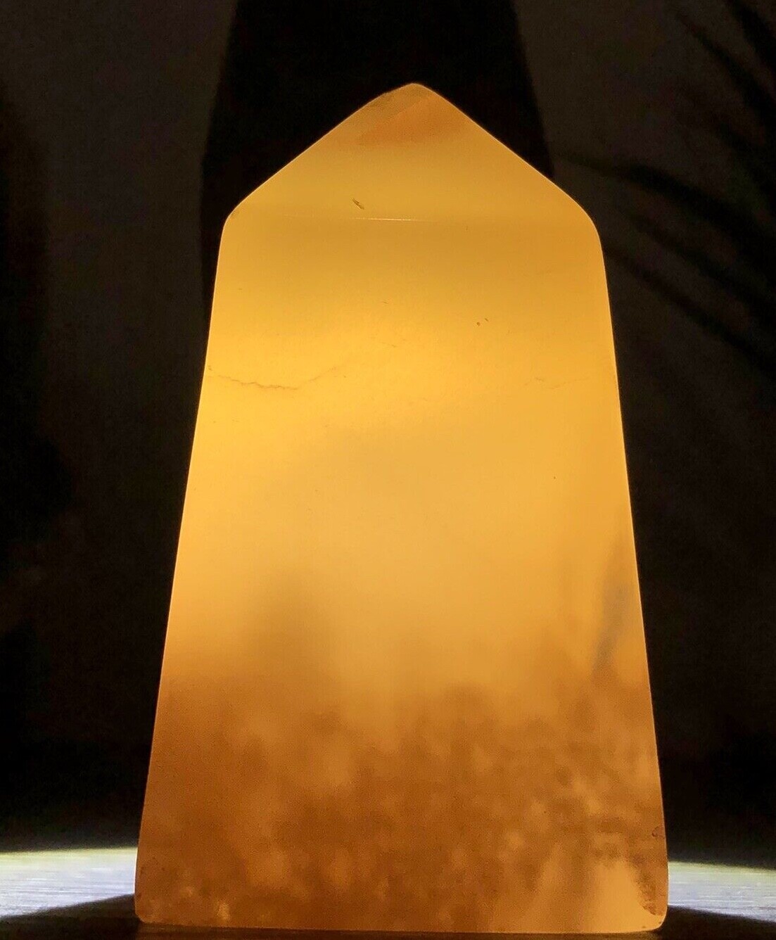 Honey Calcite Tower – Amber Orange Mineral Crystal Chakra Reiki Yoga Decor USA