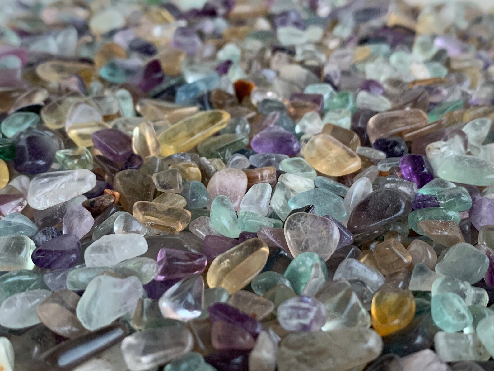 Grade A++ Rainbow Fluorite Semi Tumbled Gemstone Mini Chips 5-12 mm, Bulk Lot
