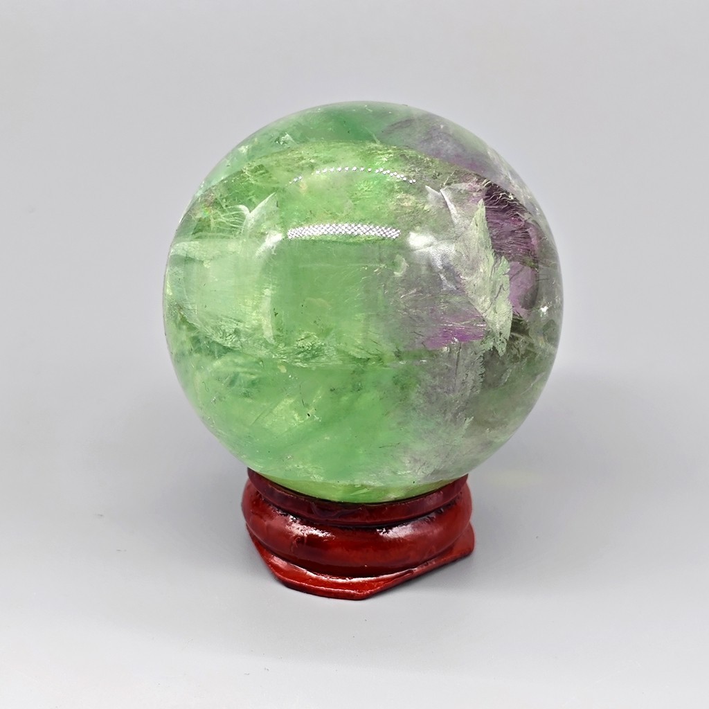 49mm Rainbow Polished Natural Green Fluorite Quartz Crystal Sphere Ball Healing