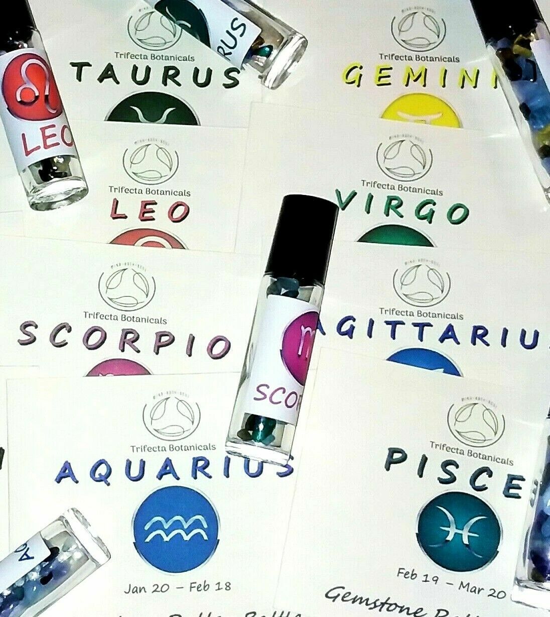 TAURUS Zodiac Roller Bottle Crystal Set for Essential Oil Astrology Wicca Gift