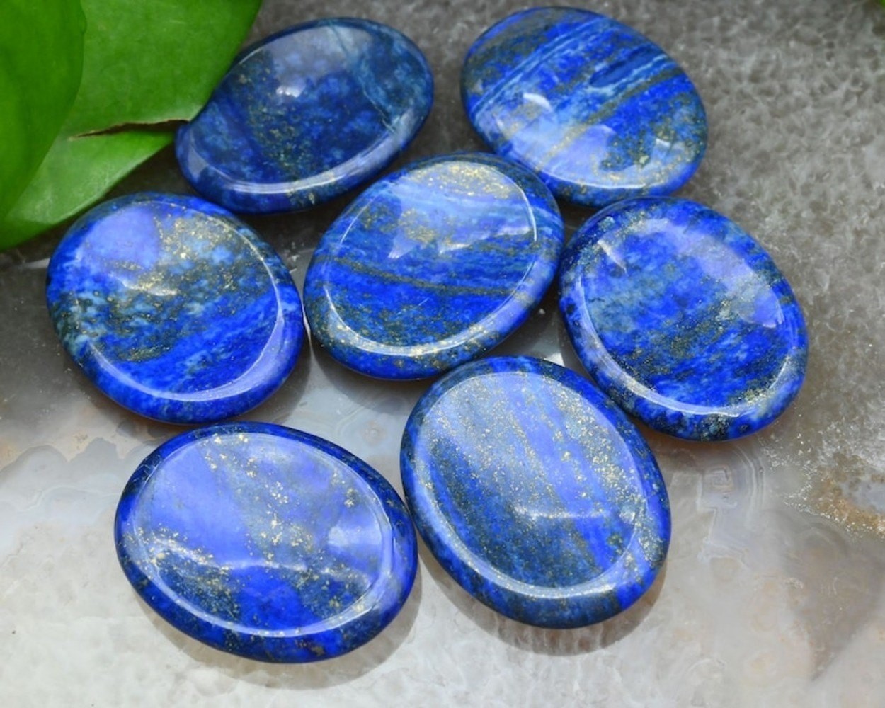 Lapis Lazuli Worry Stone Polished Natural Anxiety Relief Thumb Pocket Crystal