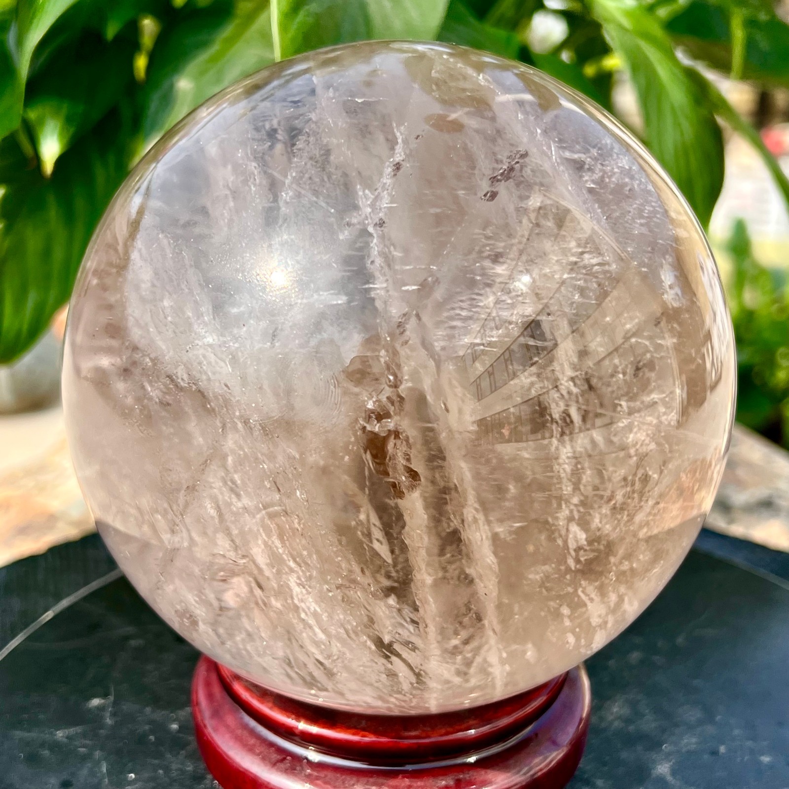 7.8LB Natural tea crystal Quartz ball raw stone polished sphere Energy Healing