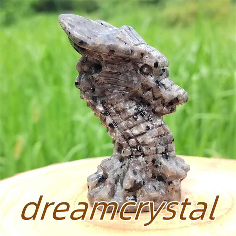 3″ Natural Yooperlite Dragon Skull Carved Quartz Crystal Reiki Energy Skull 1pc