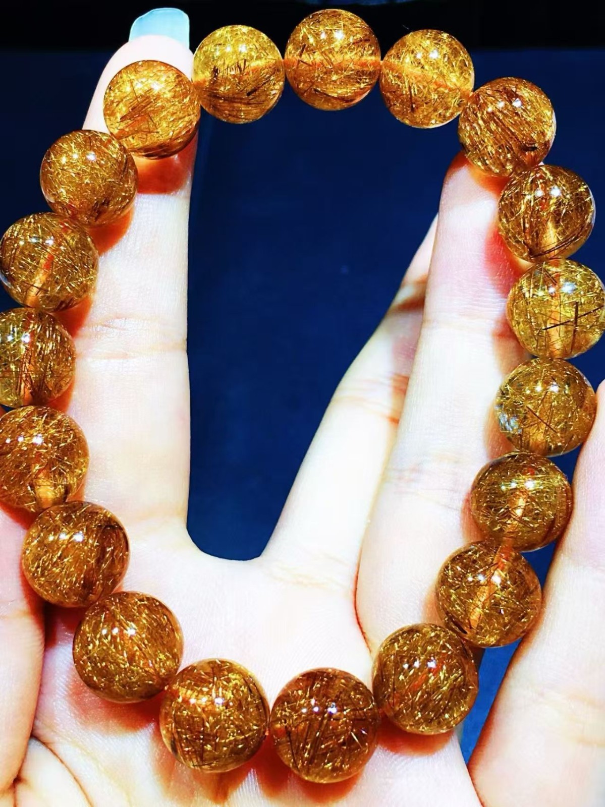 Natural high-quality copper rutilated quartz bracelet 11mm