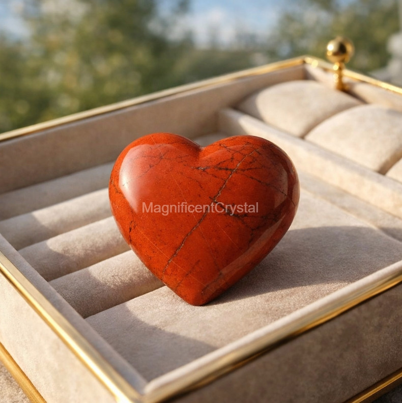 Genuine Red Jasper Heart Stone Hand Polished Meditation Healing Crystal Decor