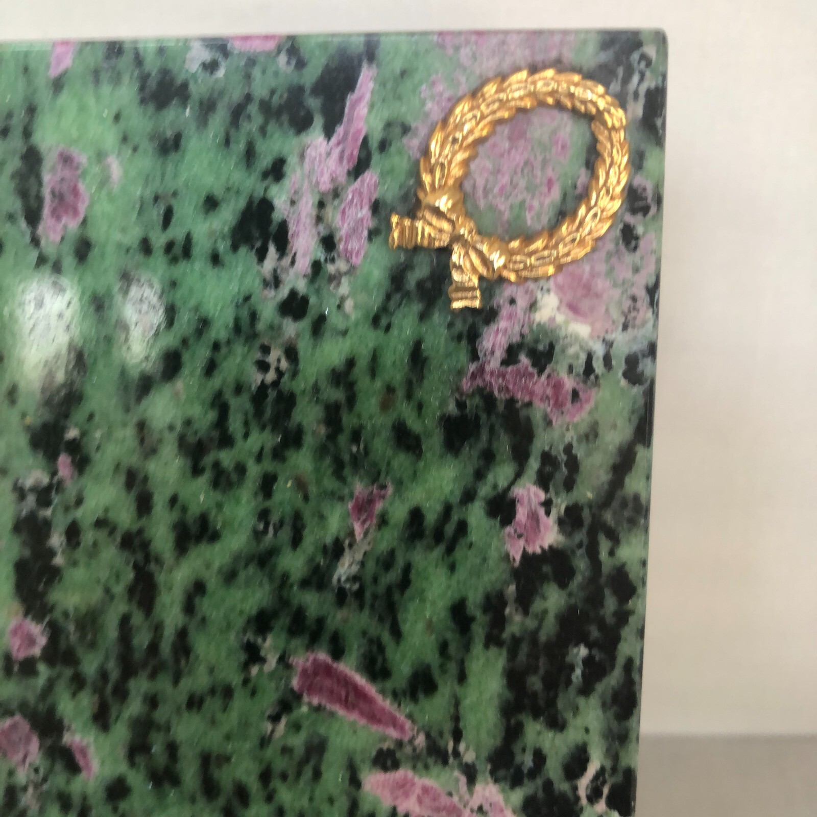 Ruby in Zoisite Hard Stone Hinged Box wit Nicholas The Second Russian Last Czar.