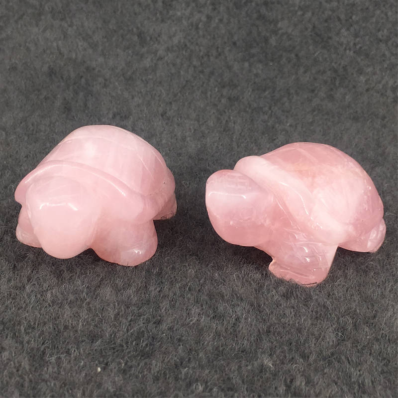 Natural Rose Quartz Crystal Carved Tortoise Healing Stone Turtle Animal Decor US