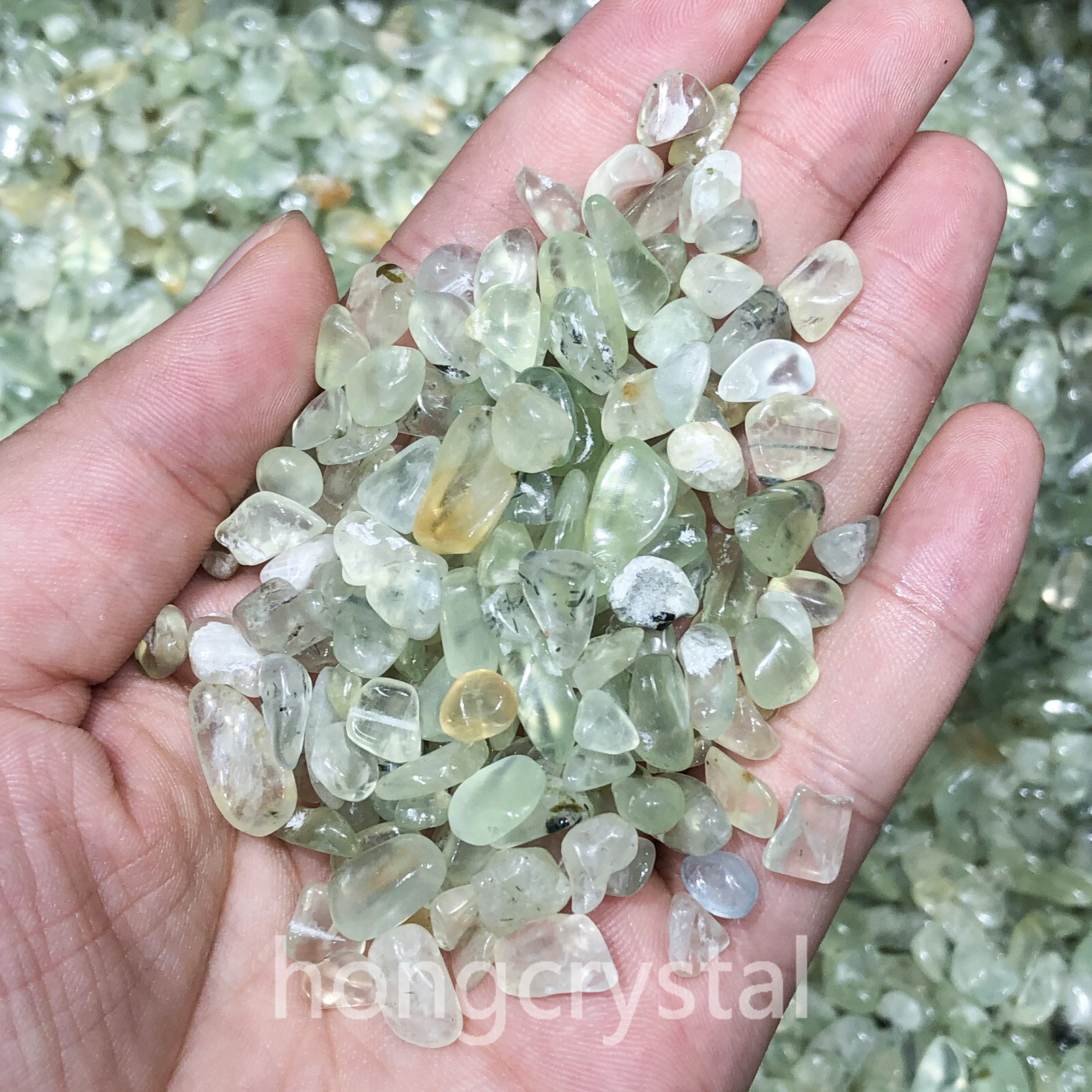 100g Natural Prehnite Quartz Crystal Tumbled Bulk Stones Gravel Reiki Healig