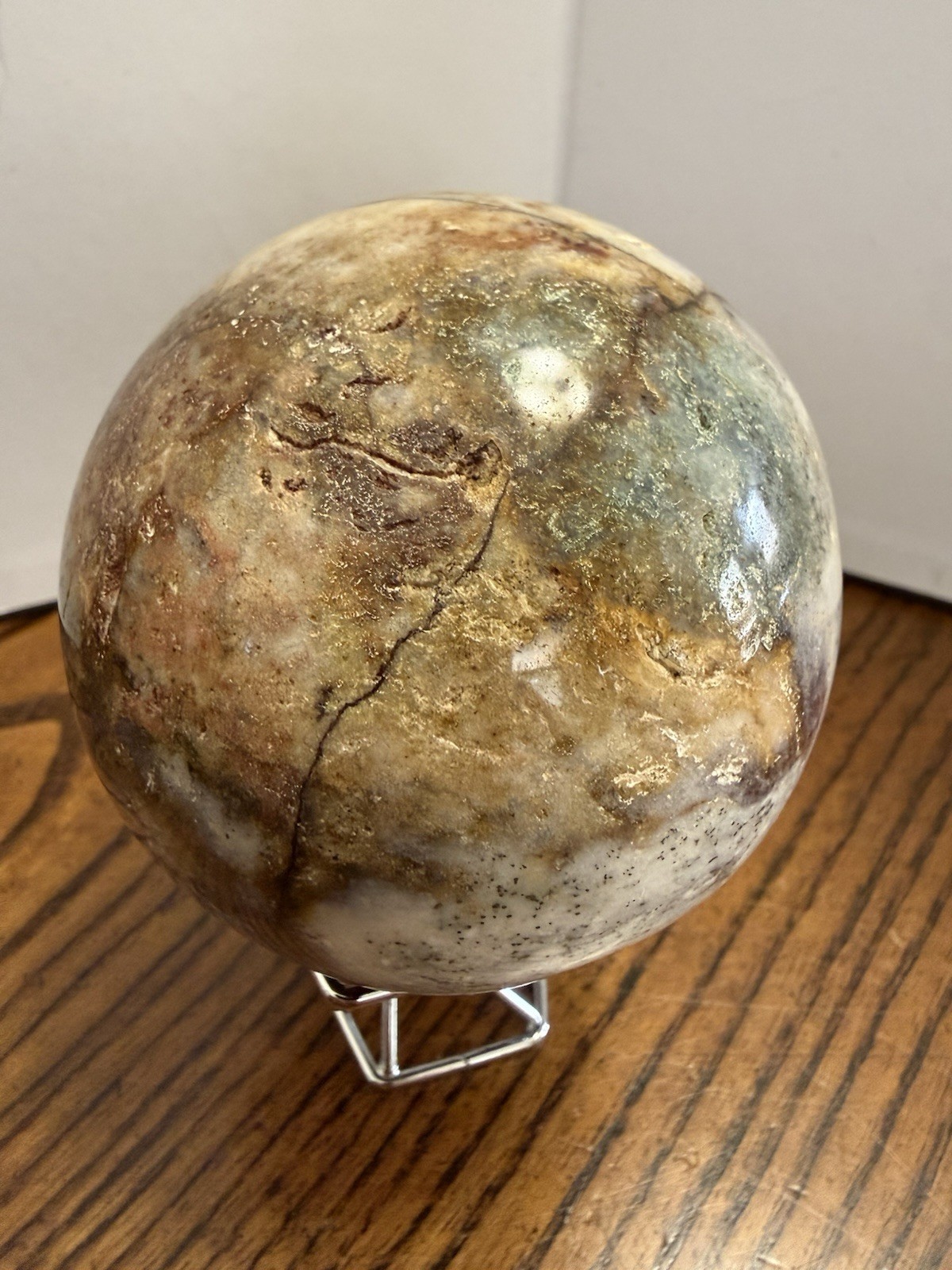 Druzy Polychrome Jasper Sphere With Stand