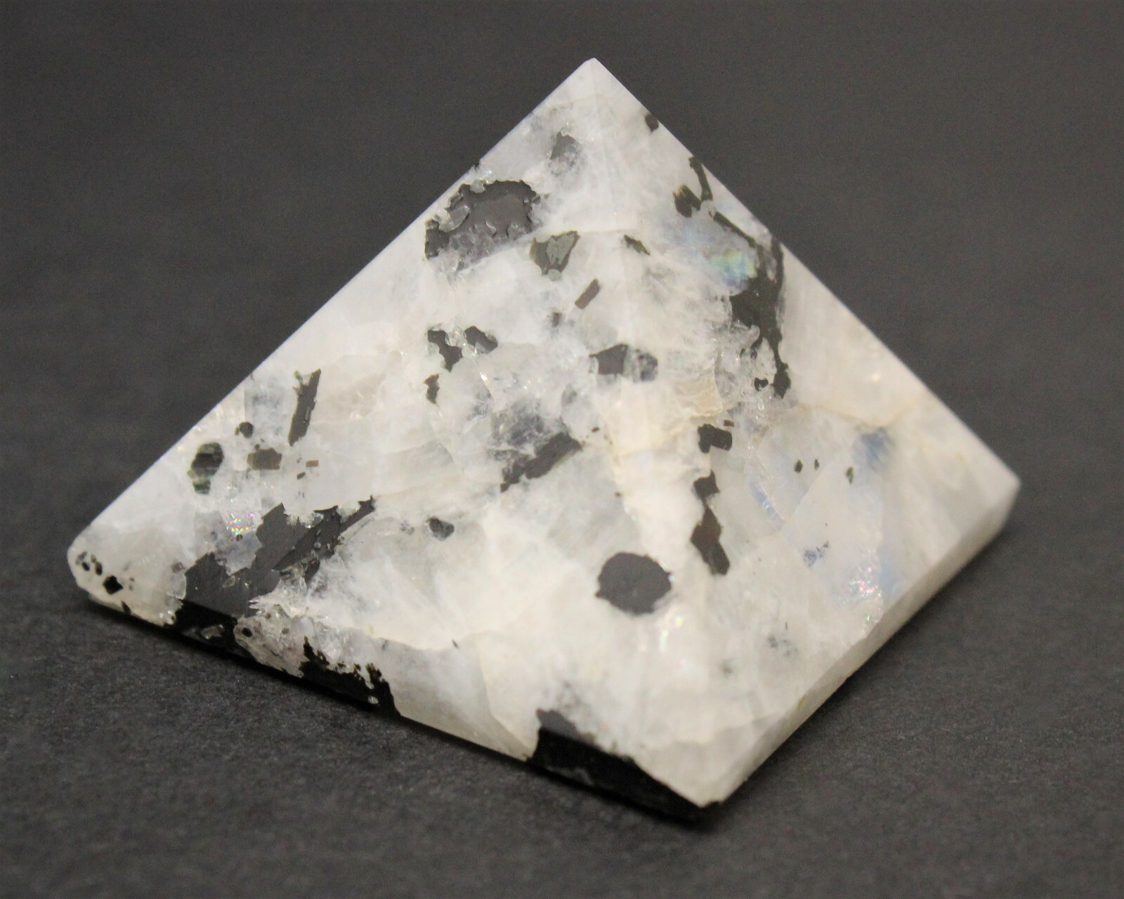 Rainbow Moonstone Crystal Pyramid, Medium 1″ – 1.25″ (Reiki Moonstone Pyramid)