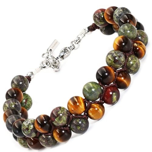 Protection Crystals Tiger Eye Bracelet Mens Gifts, tiger eye blood stone (L)