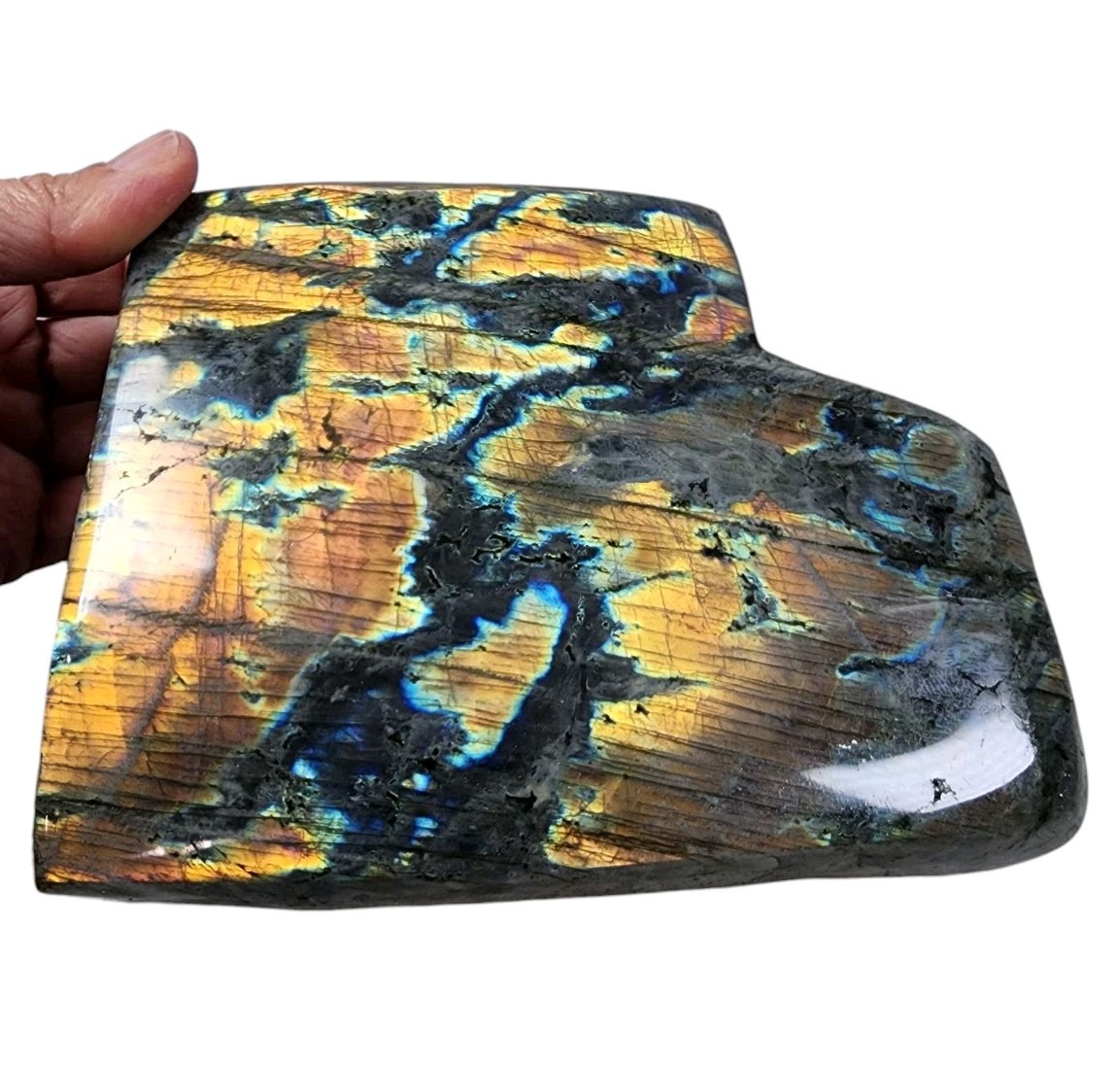 Orange Labradorite Polished Freestanding Specimen Madagascar 3lbs 10.2oz.