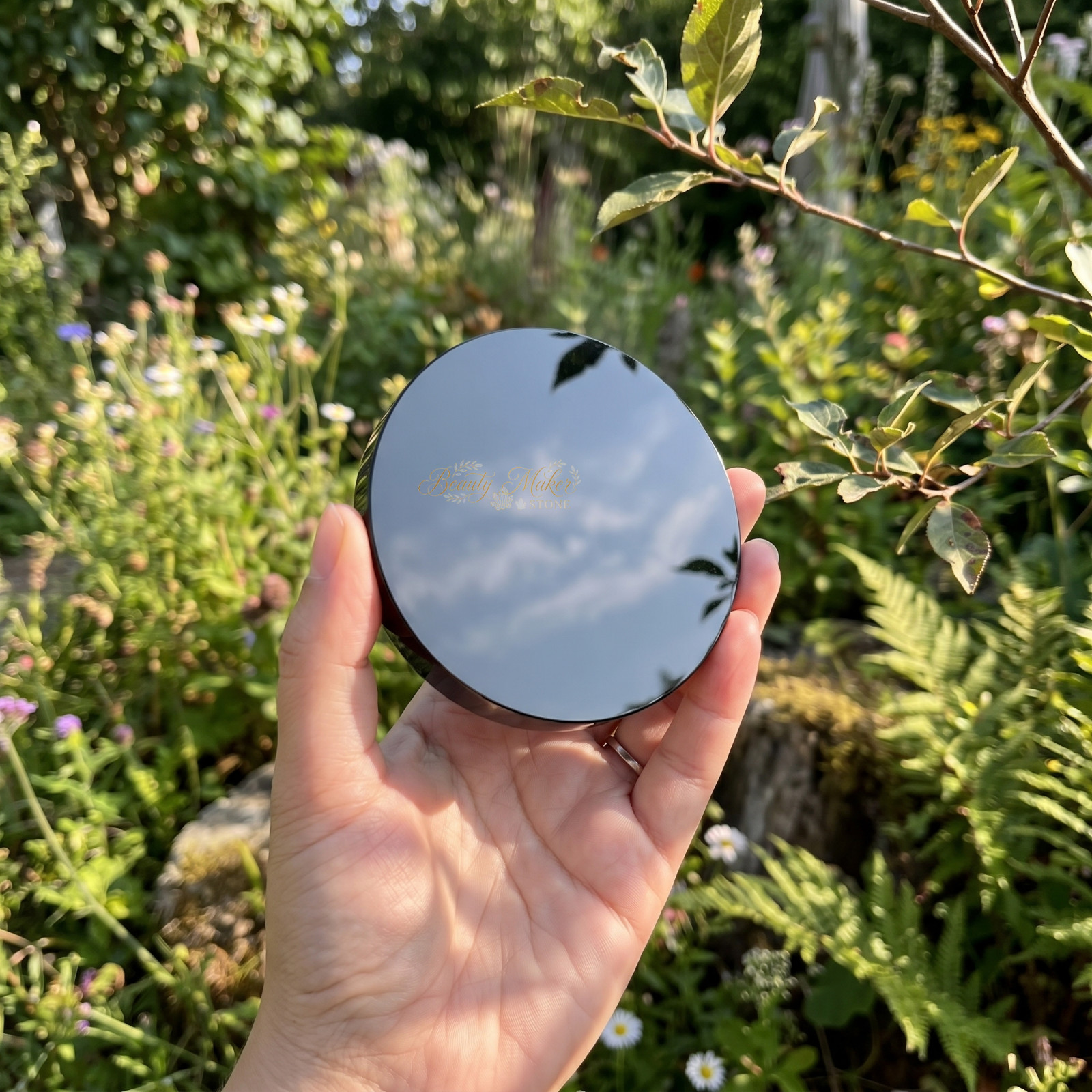 Natural Black Obsidian Scrying Mirror For Meditation Mindfulness Reflection 3.2″