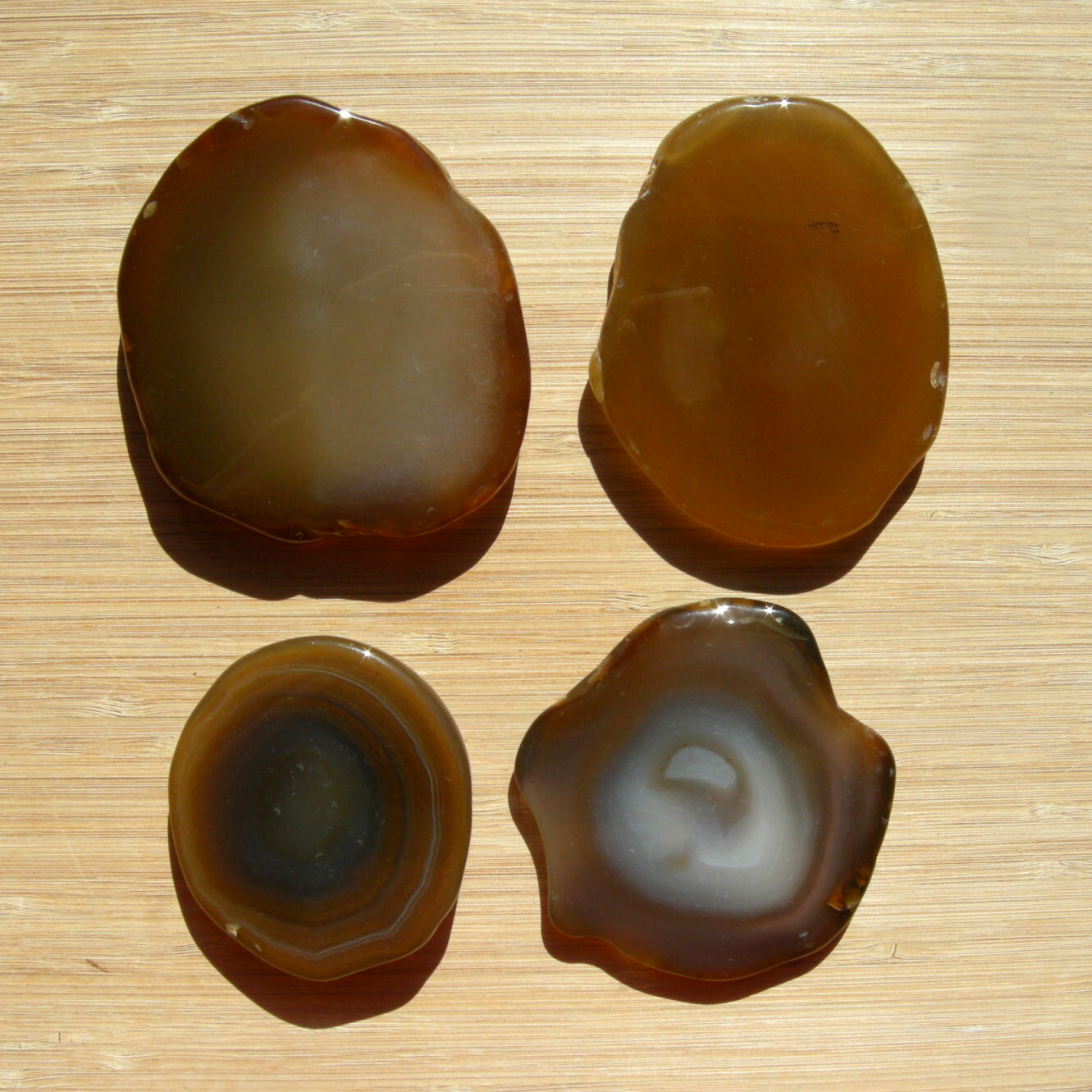 4 Agate Geode Slices Thick Cut Polished Stones Natural Brown Crystal 1Lb 7oz Lot