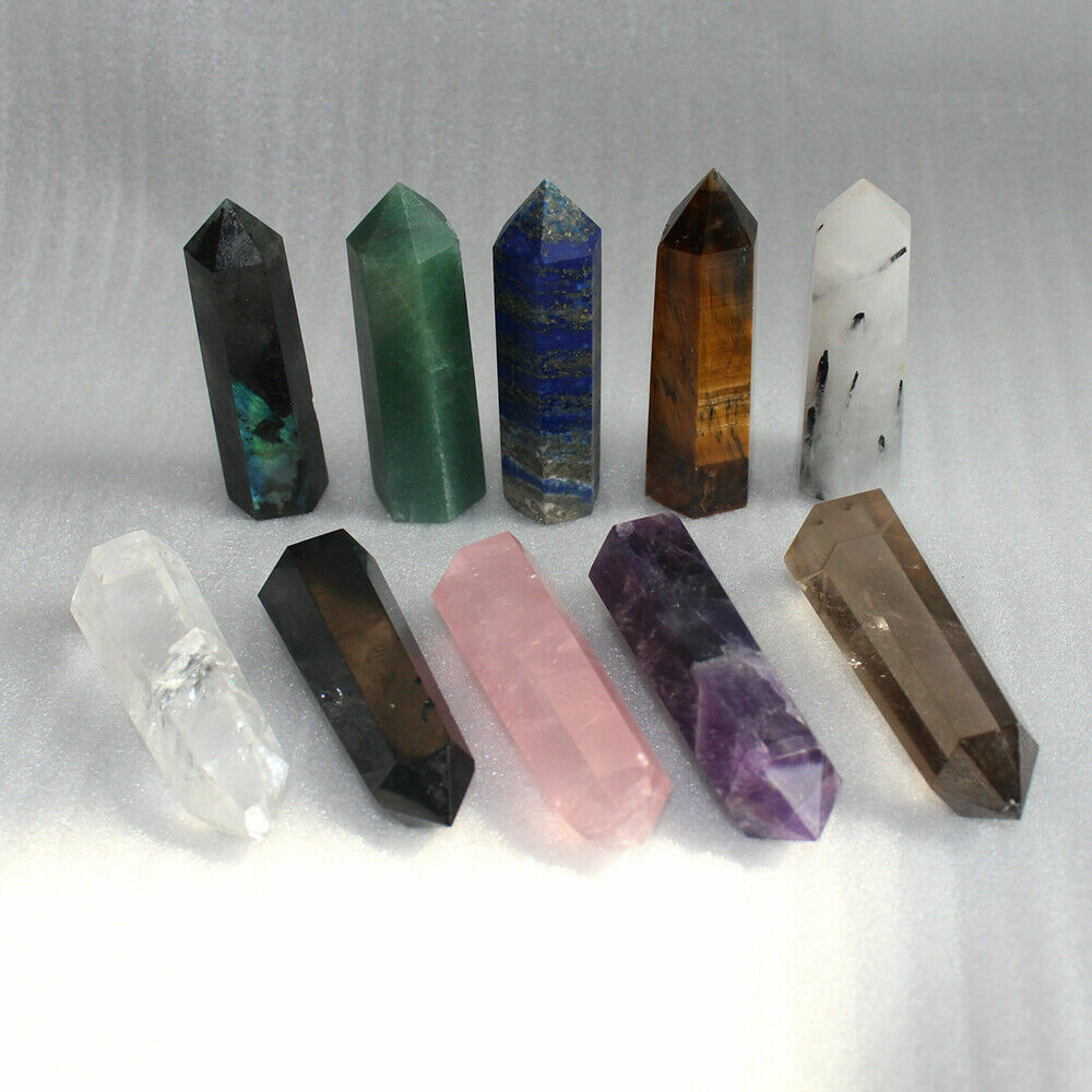 Natural Colorful 3-11CM Quartz Crystal Point Obelisk Hexagonal Healing Mineral#