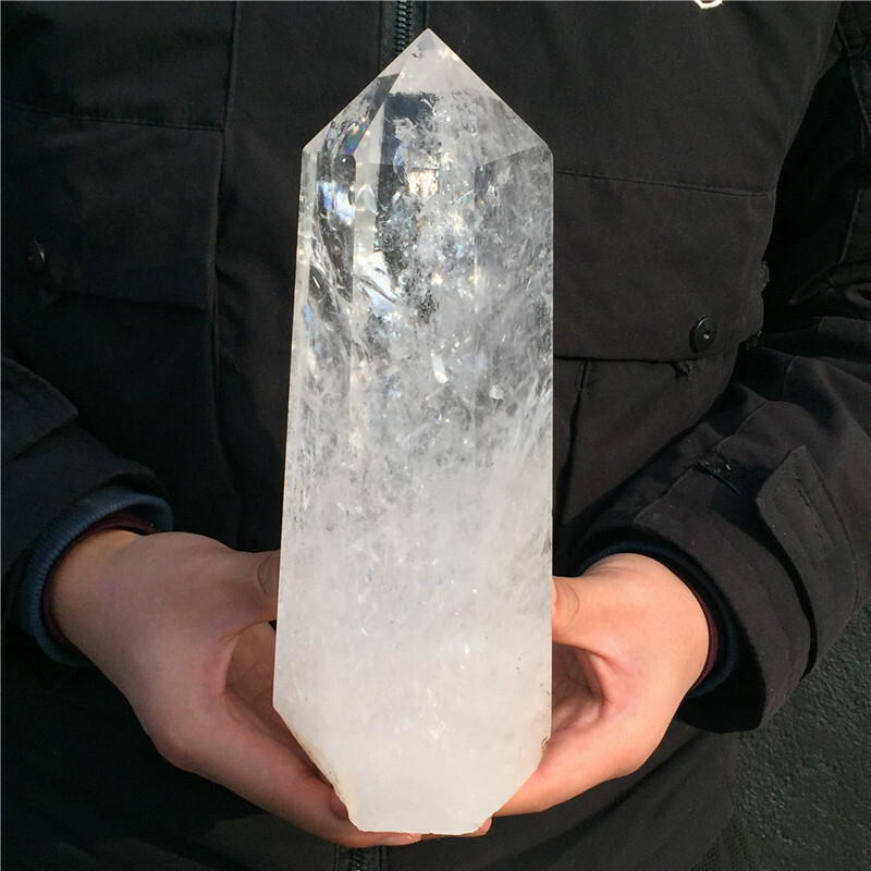 5.43LB Natural Clear quartz Obelisk Quartz Crystal Point Wand Reiki XA5453-US