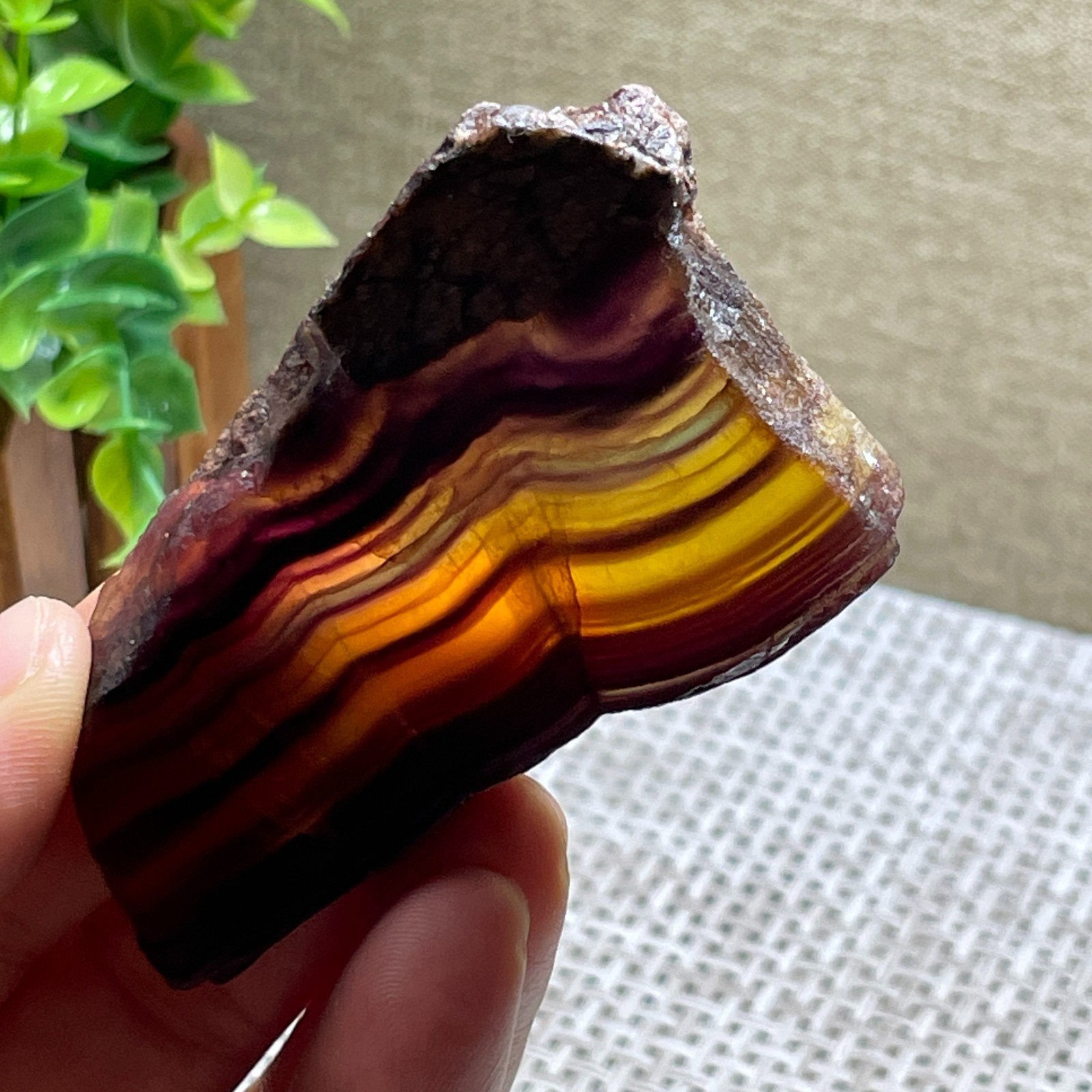Fluorite stone – Polished Rainbow Fluorite Stone Slab home decor 72g E5537