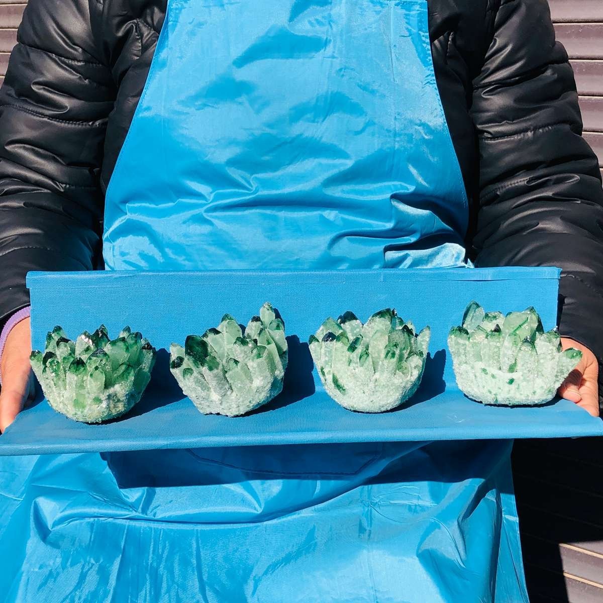 4 piece Lab-Grown Green Crystal Clusters Healing Energy Home Decor 3.82LB