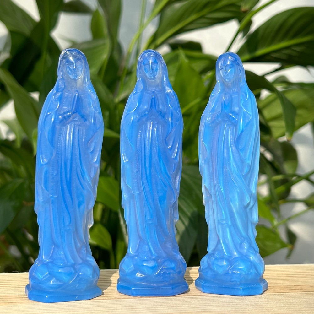 3.9″ Blue Opalite Goddess Skull Carved Quartz Crystal Skull Reiki Healing 1pc