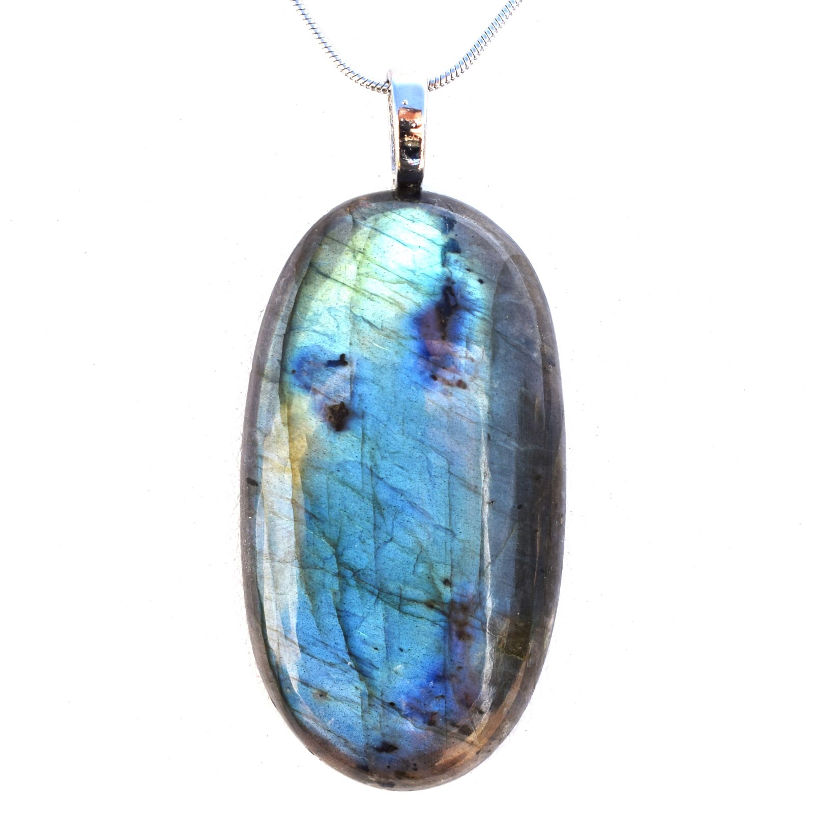 CHARGED Labradorite 122.80 Carats Pendant + 20″ Stainless Steel Chain & Charger