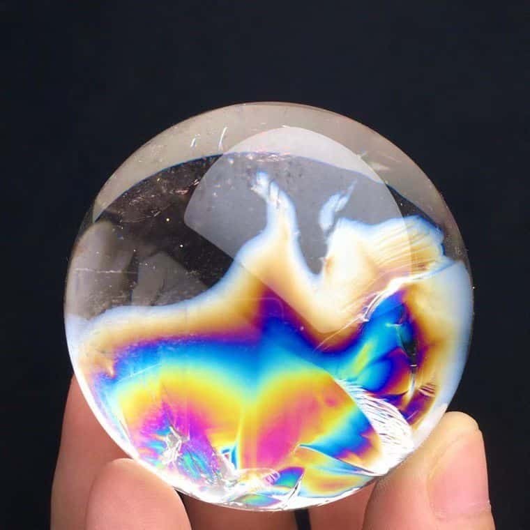 Top Natural Clear Quartz Rainbow Ball 46mm Crystal energy sphere Reiki Healing