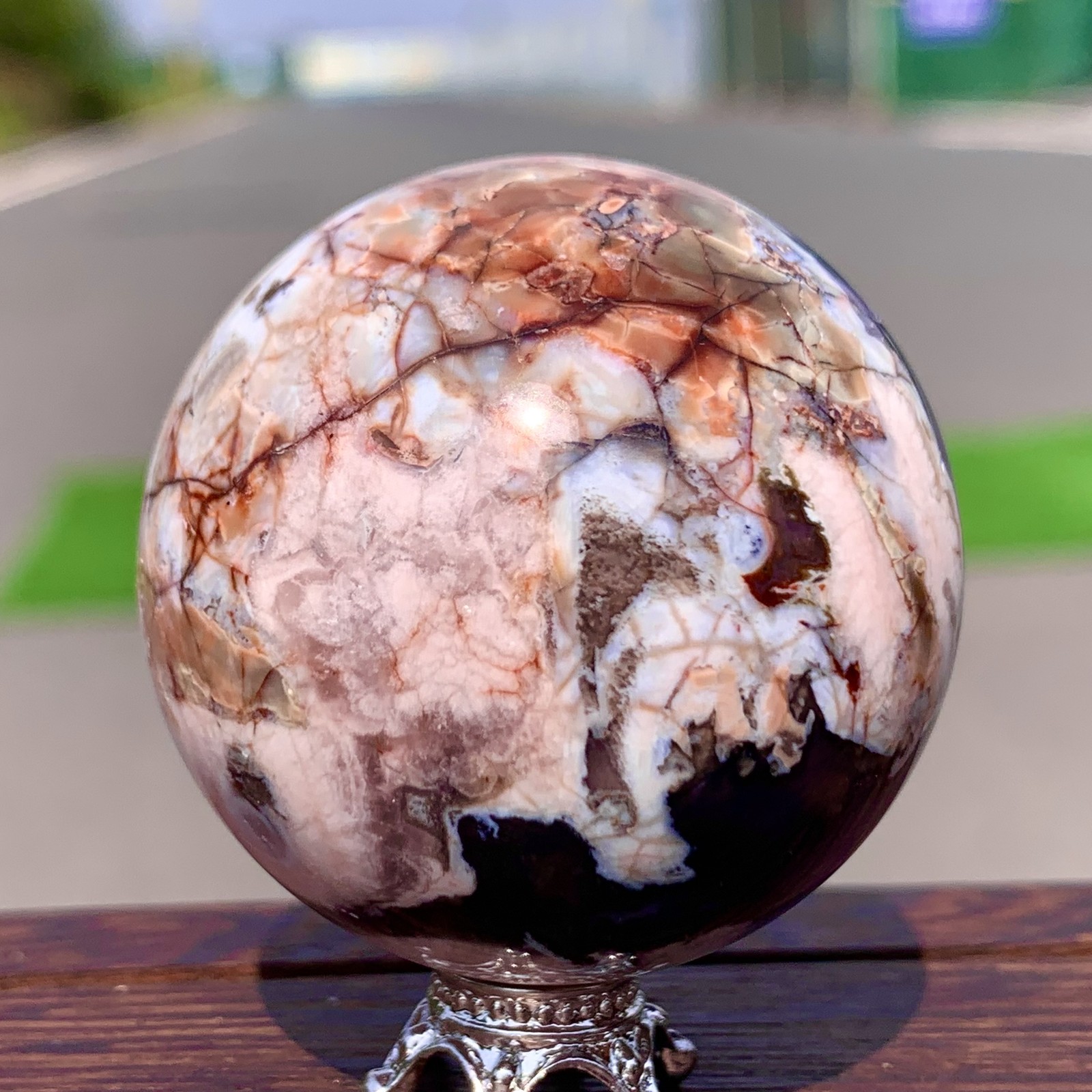 105G Natural Sakura Agate Quartz Sphere healing ball Specimen