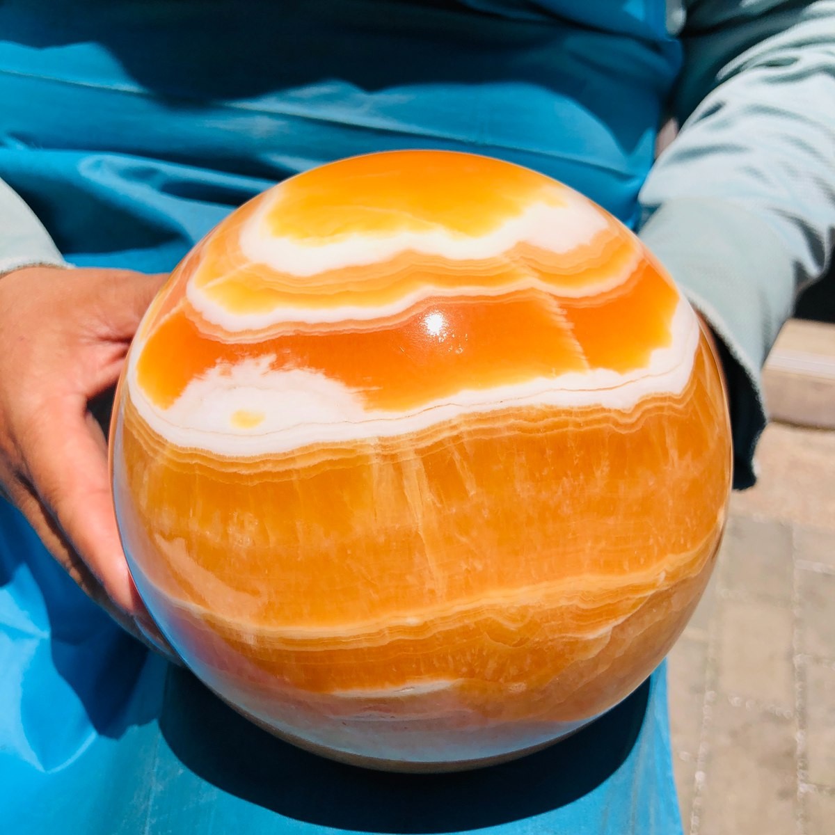 4110G Top Natural Yellow Calcite Ball Quartz Crystal Ball Reiki Healing 5526