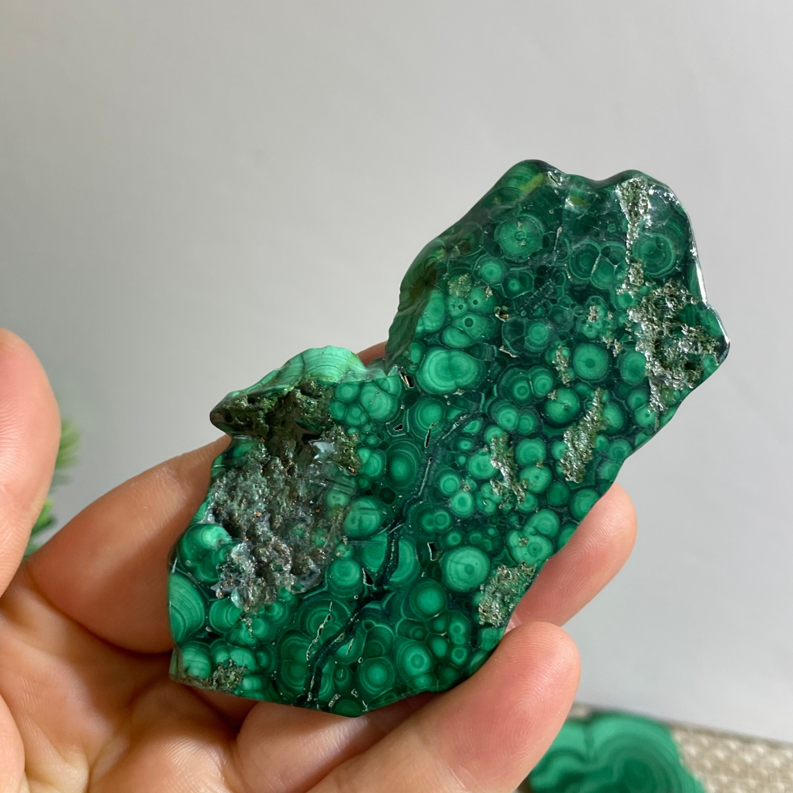 50g Genuine Malachite Crystal Slice Slab, Home Decor, Quartz Crystal Polished