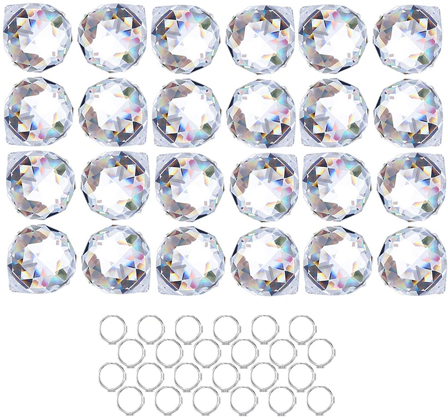 48Pcs Clear Faceted Crystal Ball Prism 1.2″/30Mm Glass Prism Sun Shine Catcher R