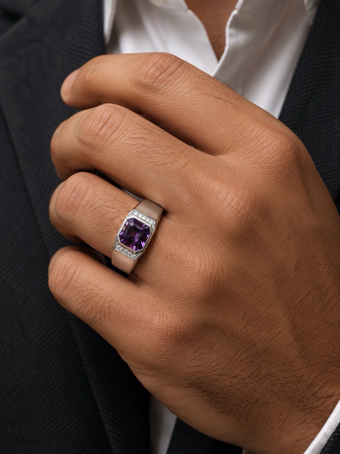 Natural Amethyst Ring For Men Ring Statement Ring Engagement Ring Gift For Him