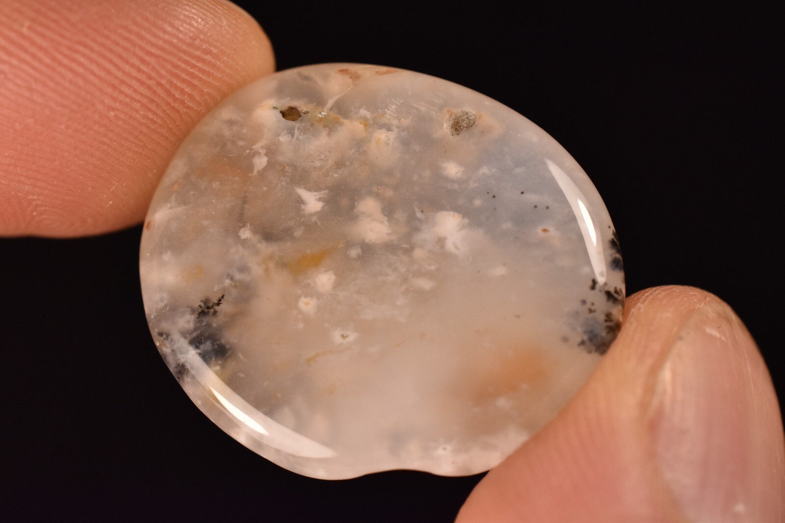 *DENDRITIC AGATE* Flat Stone 2.8cm 7.7g MERLINITE Chalcedony Palm Natural