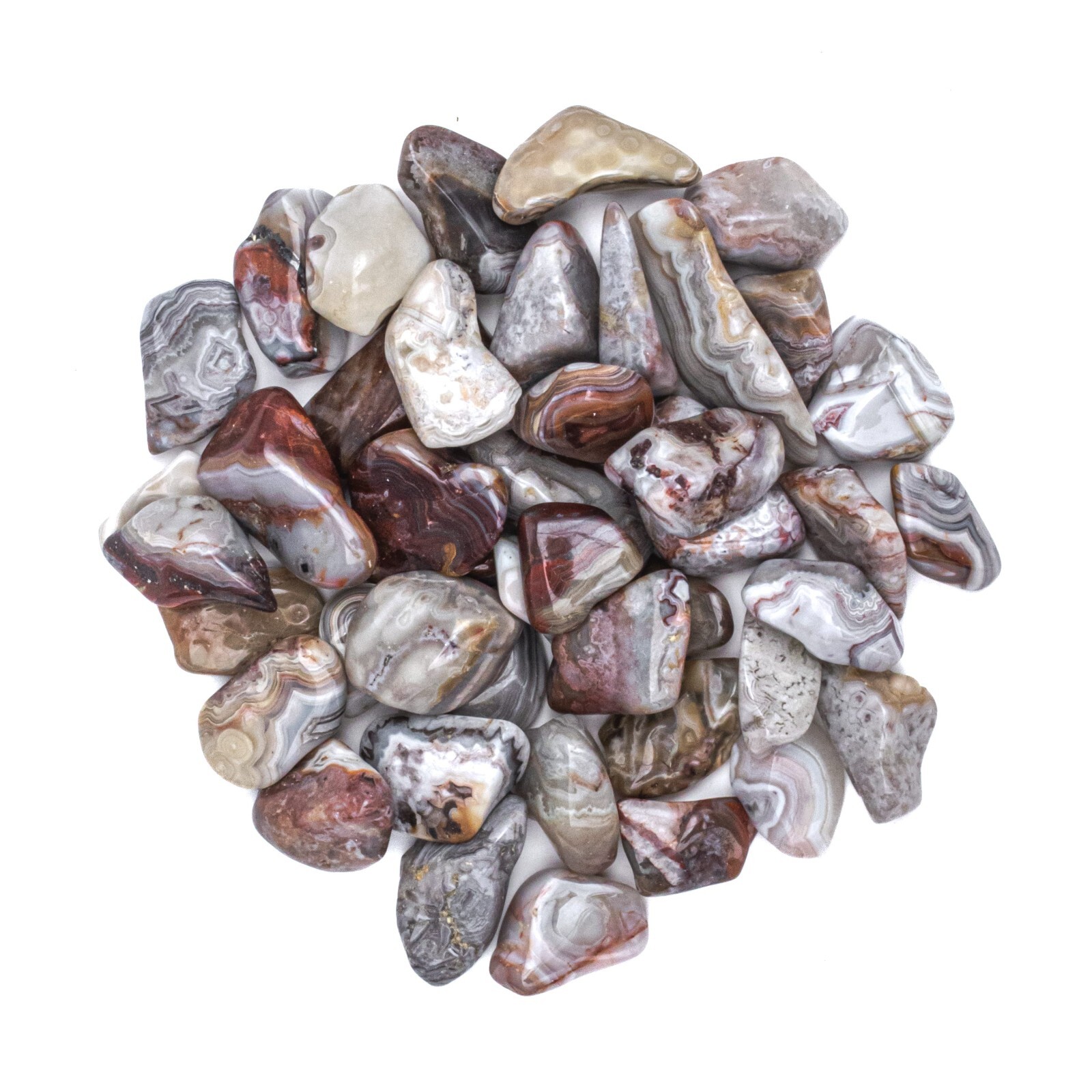 1/2 lb Medium Tumbled Crazy Lace Agate Gemstone Crystals Bulk Gems Wholesale