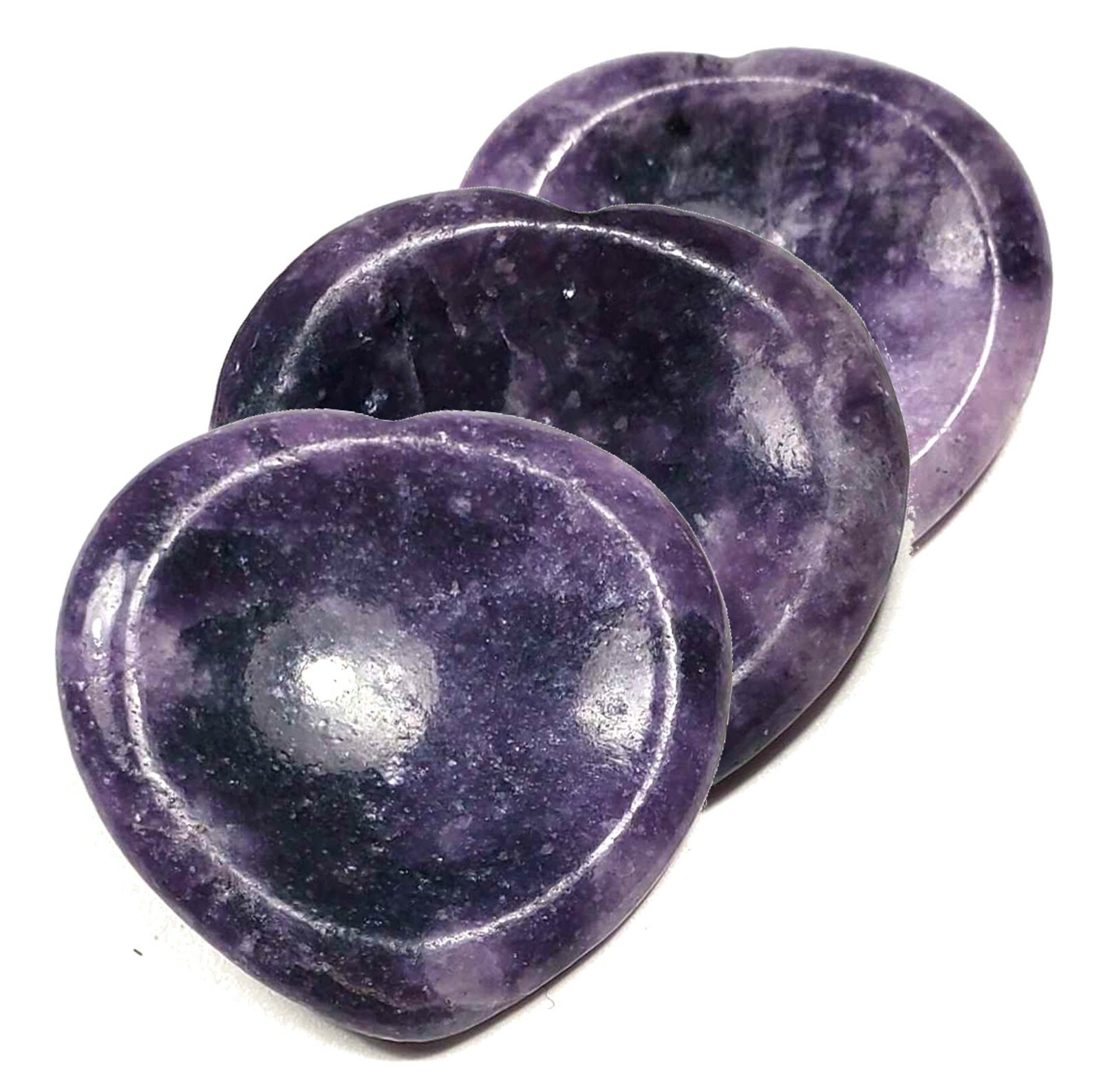 39mm Purple Lepidolite Heart Mini Bowl Worry Stone Crystal Mineral – Brazil 1PC