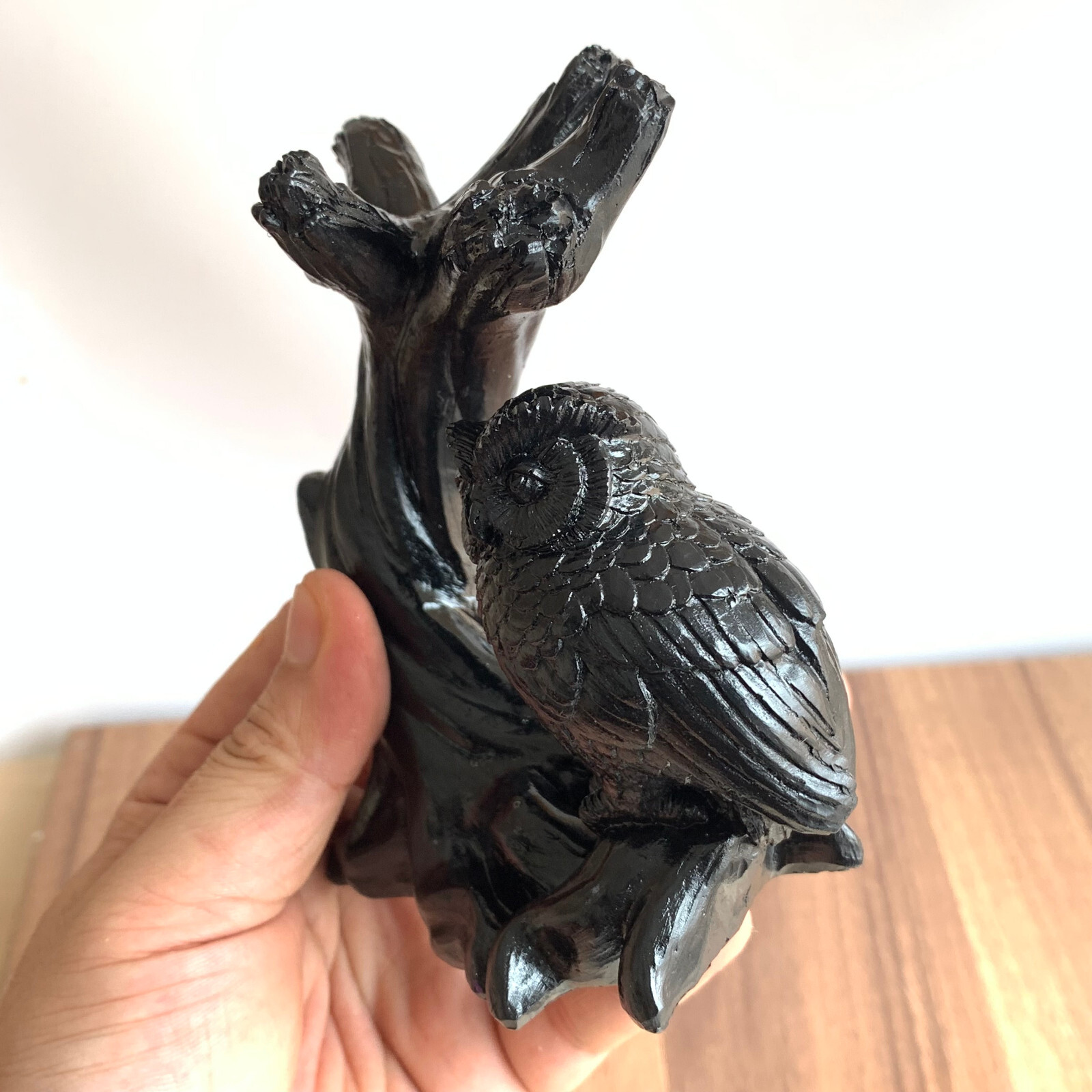 1PCS Owl Resin Sphere Holder Stand Base Natural Crystal Ball Hand C477