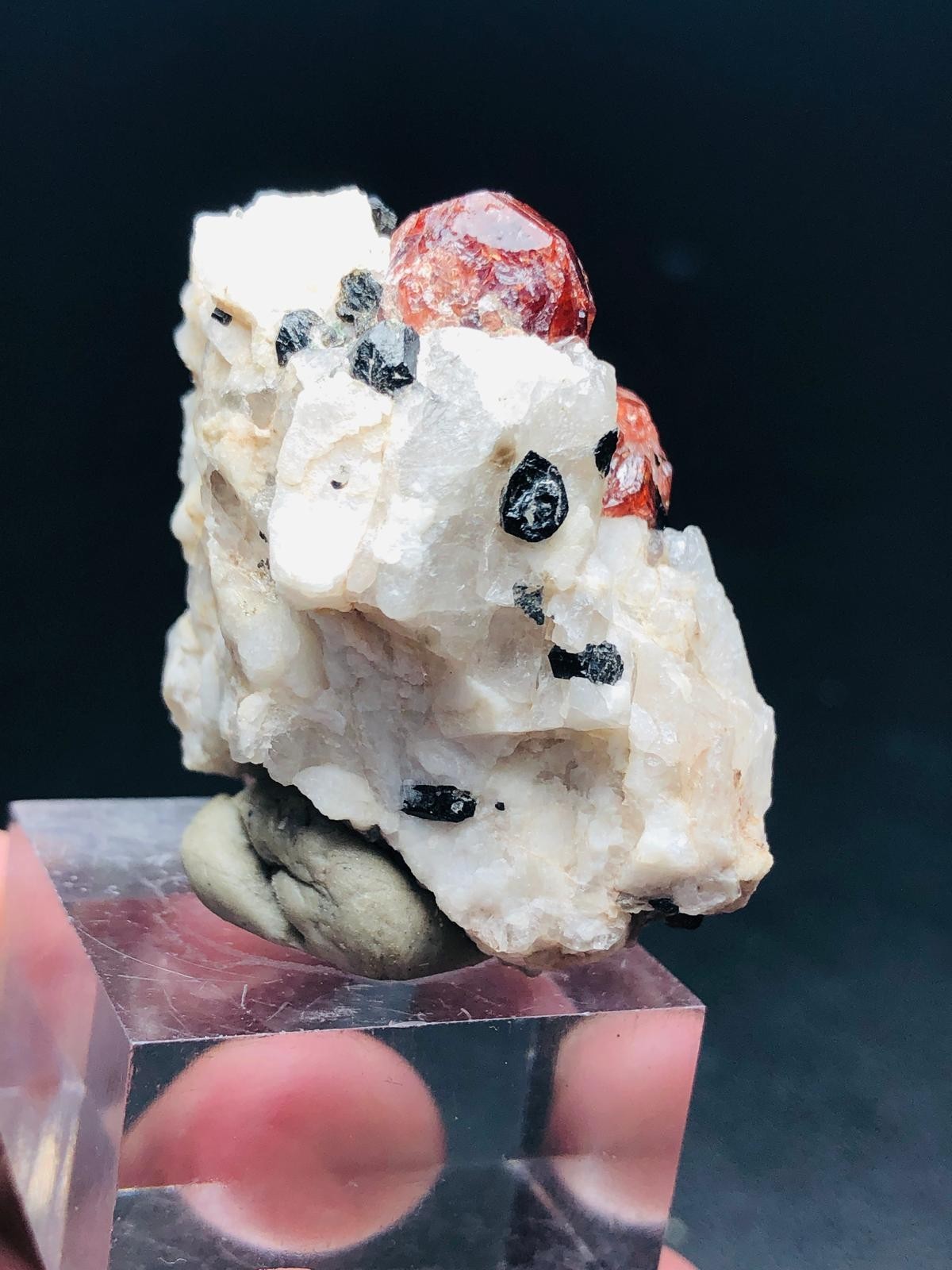 RED GARNET CRYSTALS With TOURMALINE COMBO ON MATRIX – 45 GRAMS – 4 CM