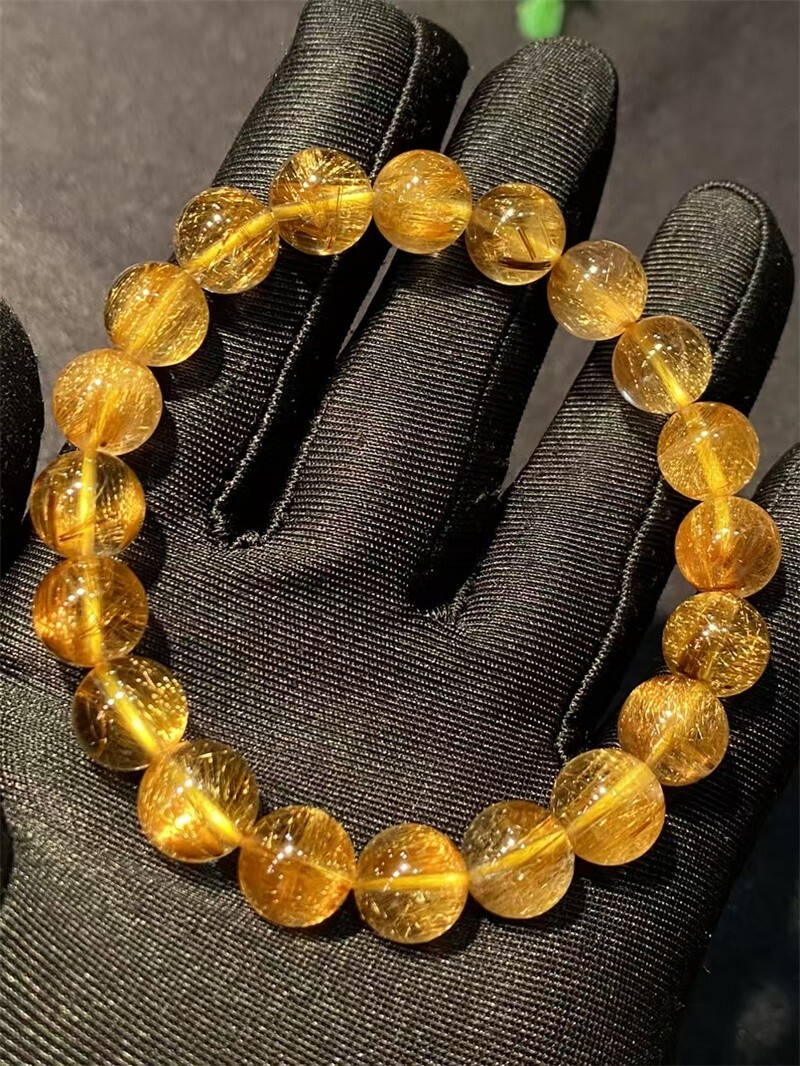 10mm Rare Top Quality Natural Quartz hair Crystal Bracelet reiki healing gift
