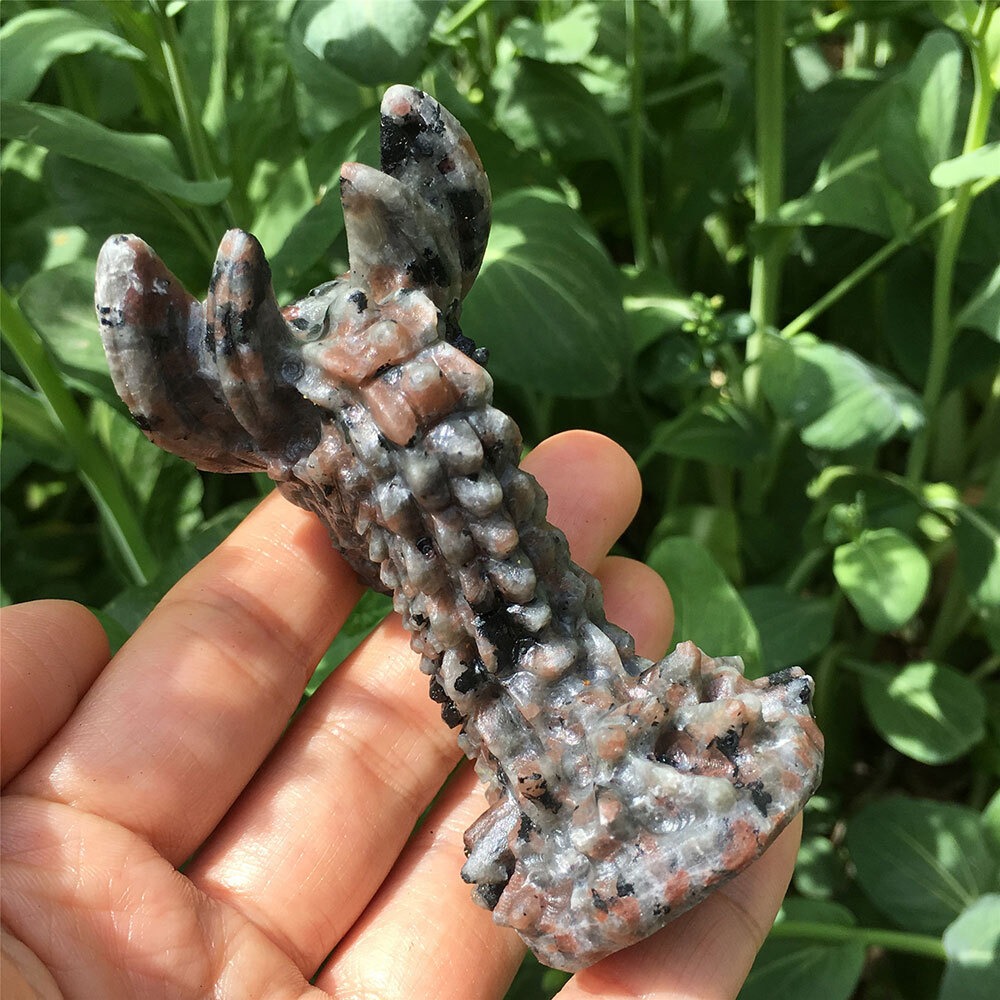 3″ Natural Yooperlite Dragon Skull Carved Quartz Crystal Skull Reiki Healing 1Pc