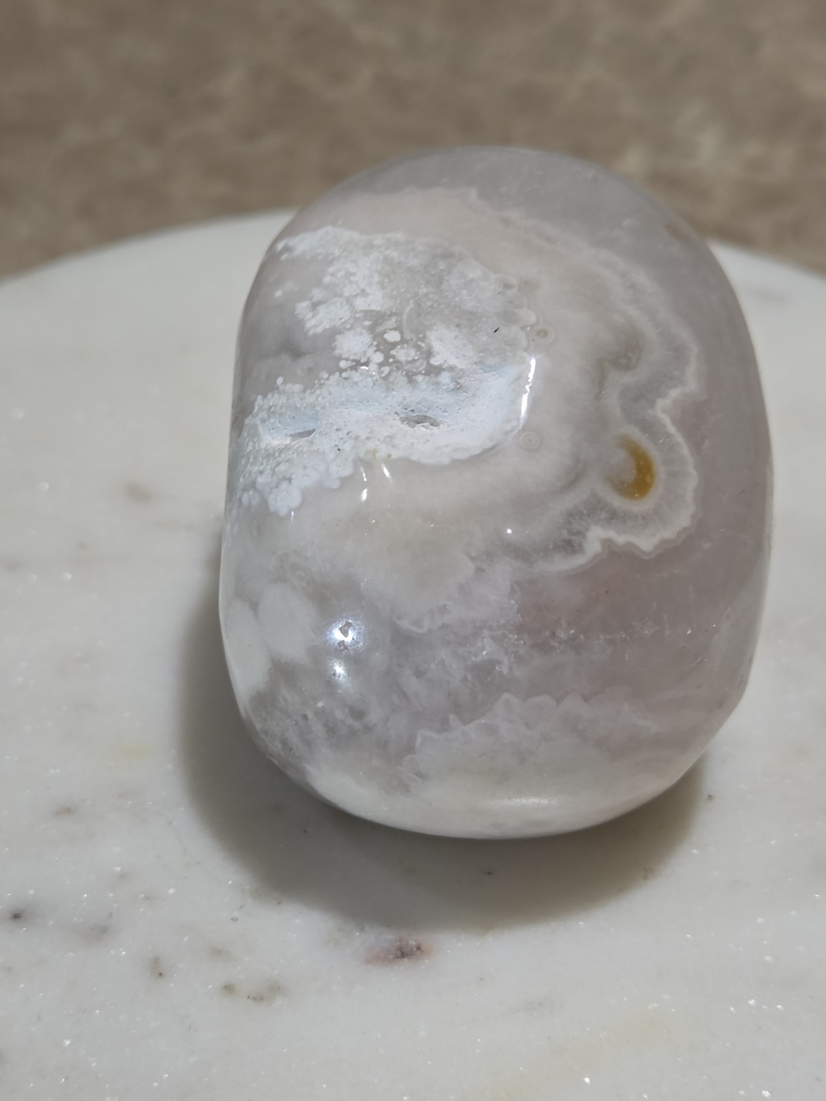Crystal Flower Agate Skull Carving