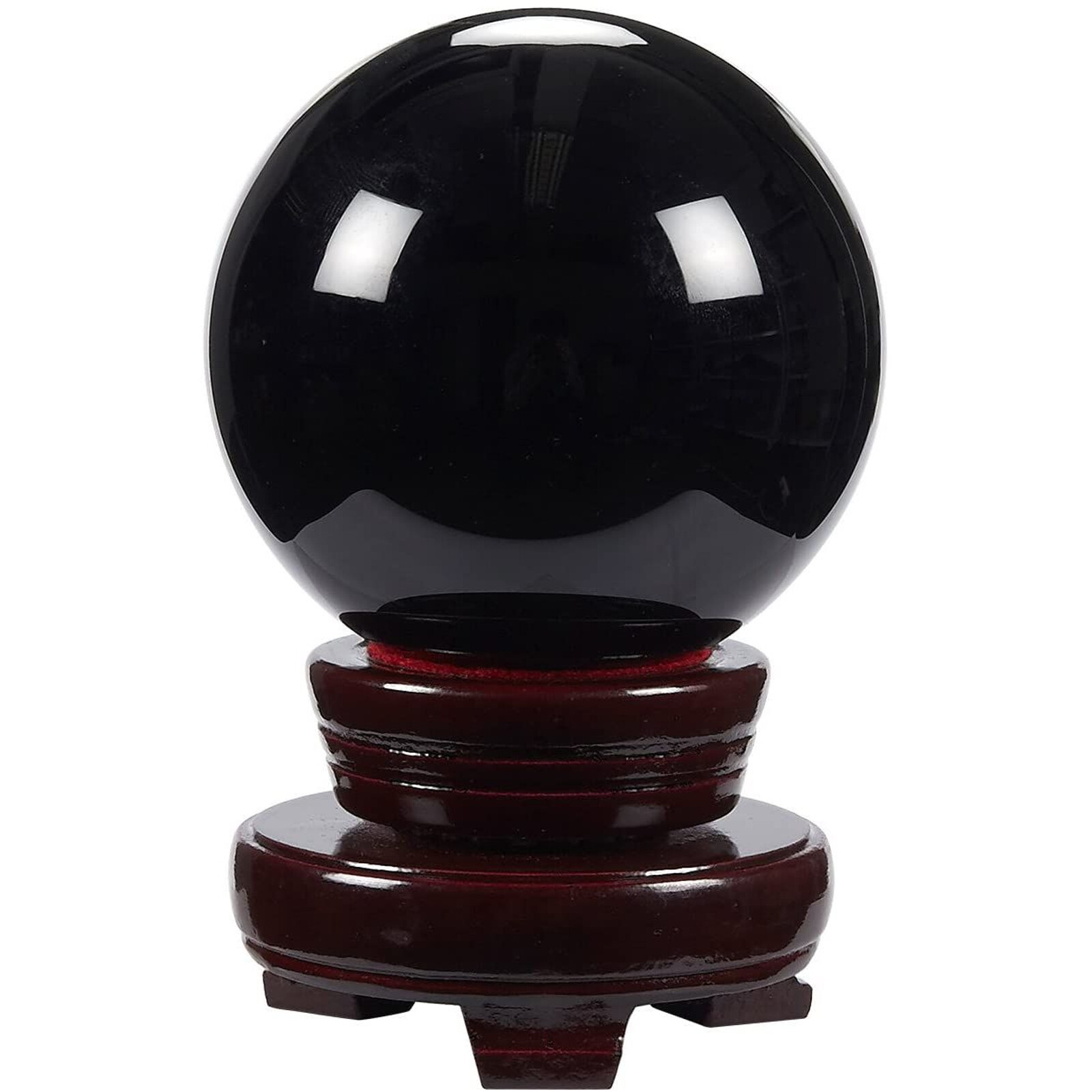 Black Obsidian Crystal Ball Sphere with Stand for Meditation Healing 4.5″ x 3.1″