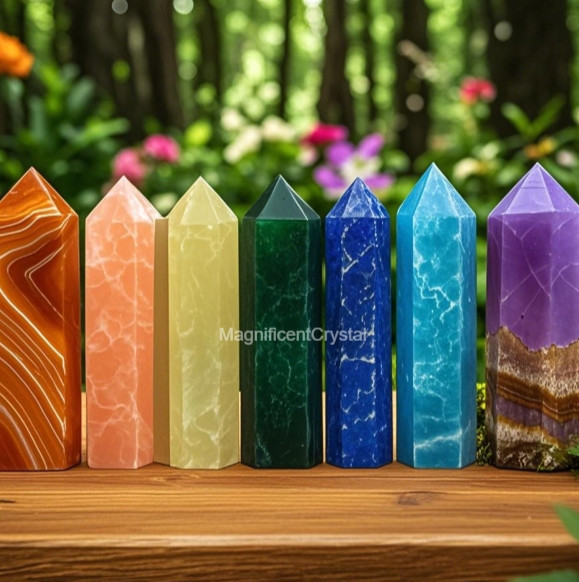 Pride2025 7-Chakra Crystal Tower Point Rainbow Set Home Decor Energy Reiki Gifts