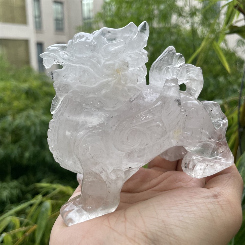 1.1LB 3.9″ Natural A+ Clear Quartz Qilin Crystal Quartz Reiki Gift Mineral Decor
