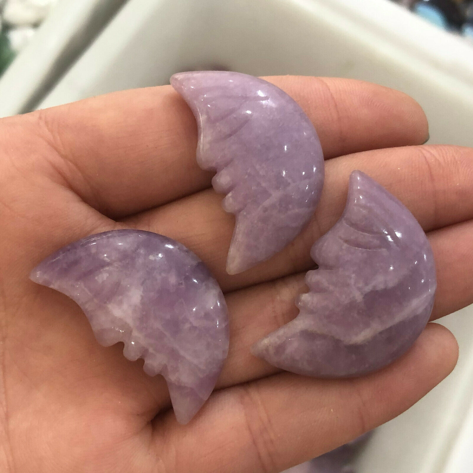 5pcs Natural Ussingite Hand Carved Quartz Crystal Moon Skull Healing