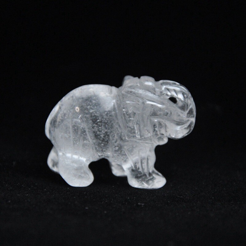 Natural Clear Quartz Crystal Carved Elephant Healing Gemstone Animal Decor Gift