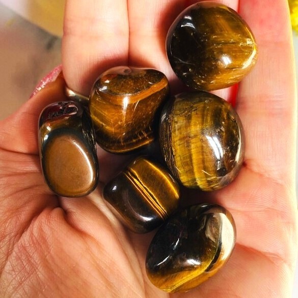 Tiger Eye Tumbled Palm Pocket Stone Healing Reiki Crystal Rocks Collection 1PCS