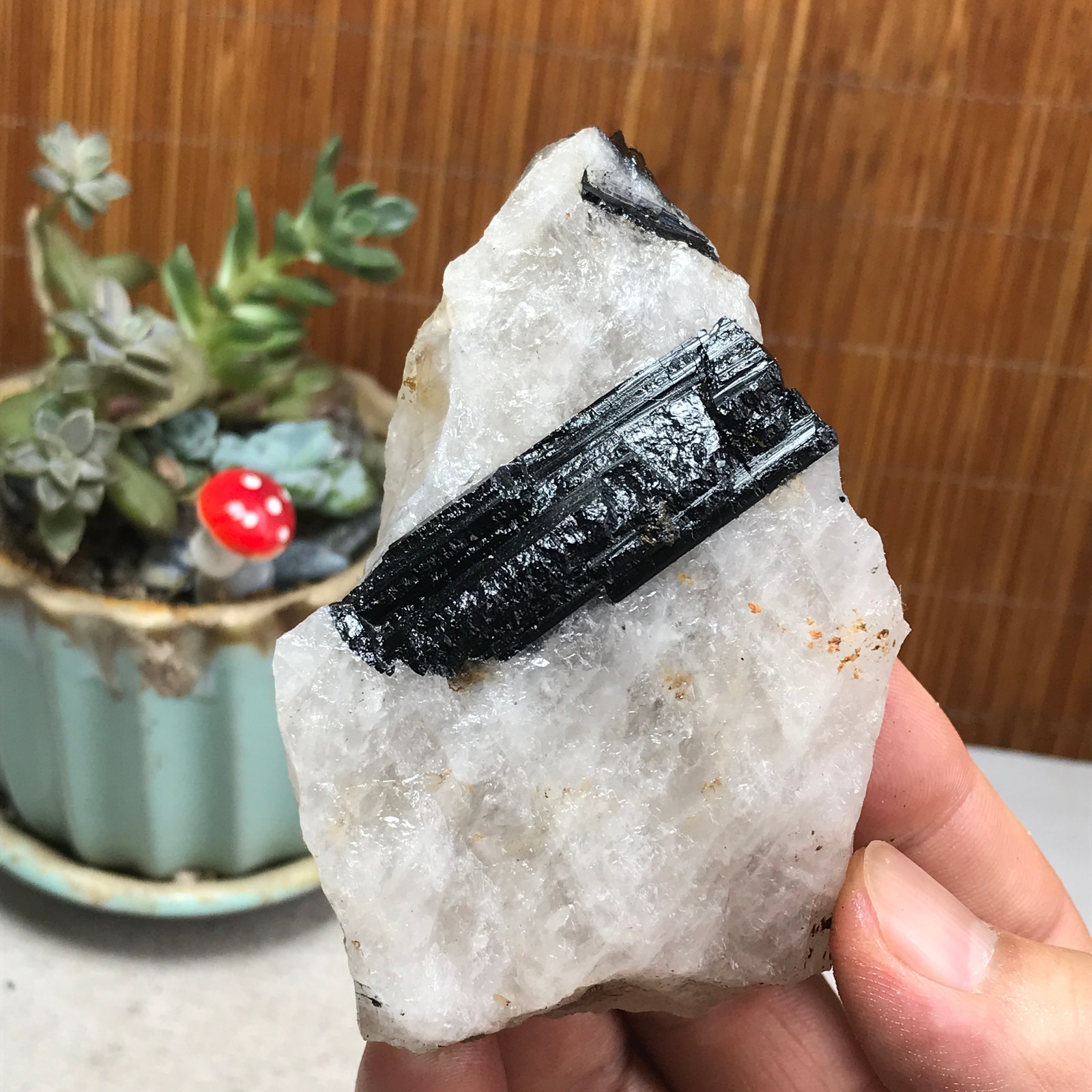 217g Natural Beautiful Black tourmaline Quartz specimen Crystal Healing A6196