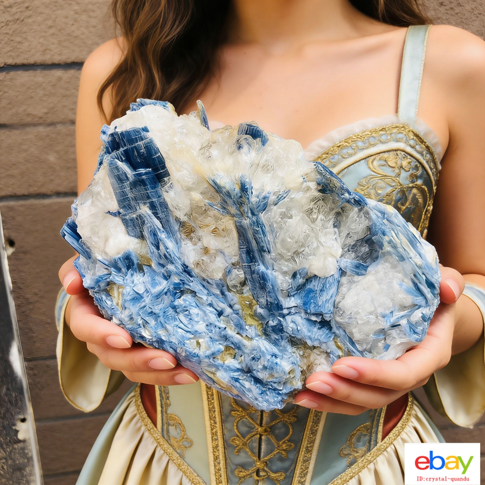 1630gNatural Blue Kyanite Cluster in Quartz Matrix Healing Specimen MH1923