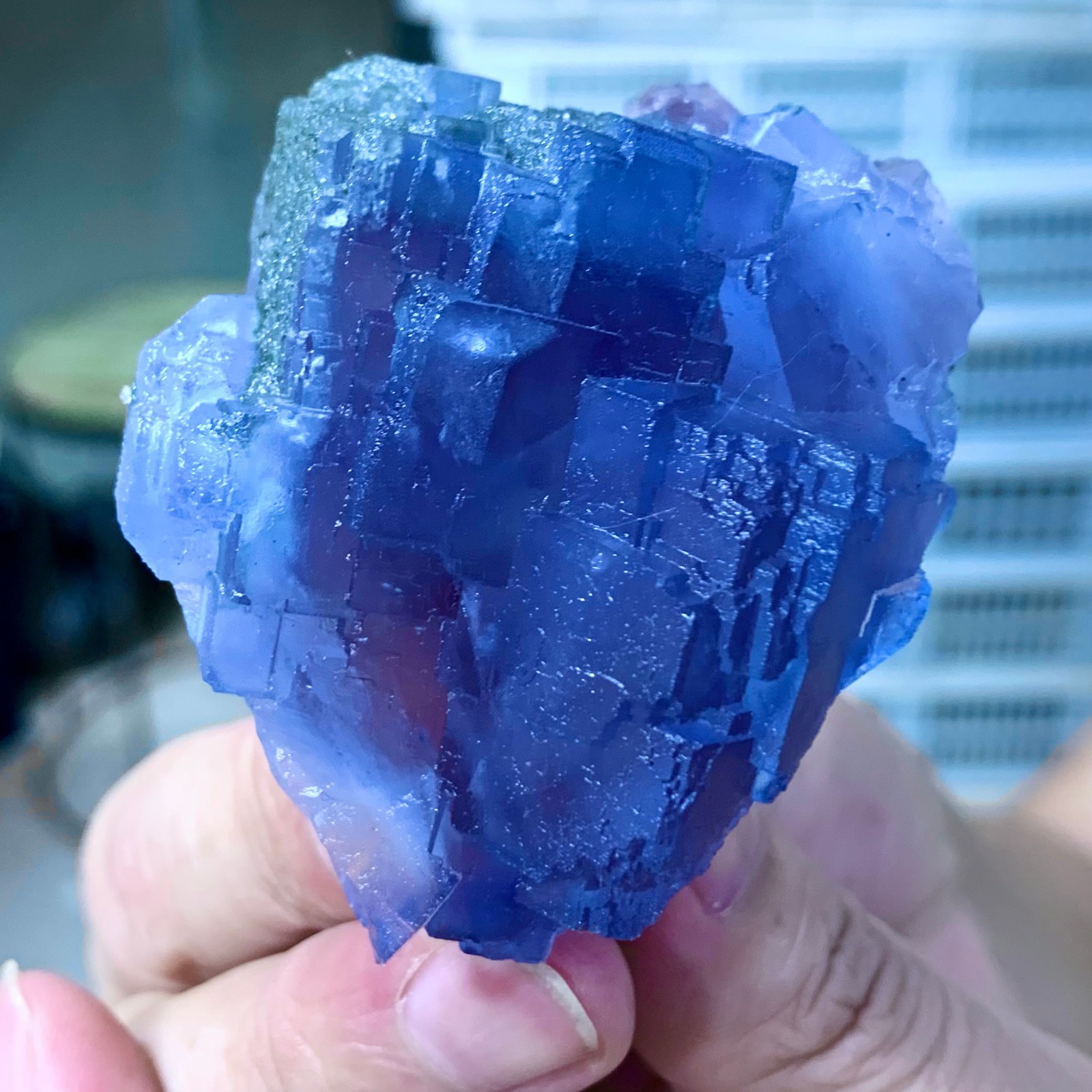 136G Rare transparent blue fluorite cubic mineral crystal sample/China
