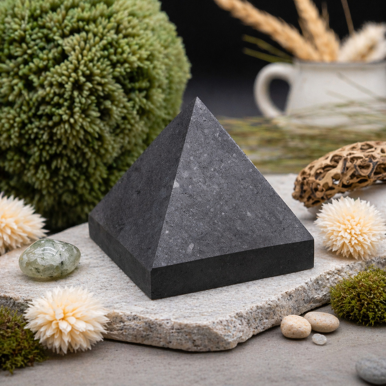 Shungite Pyramid EMF Protection Home Energy Healing Gift Black Decor Crystals